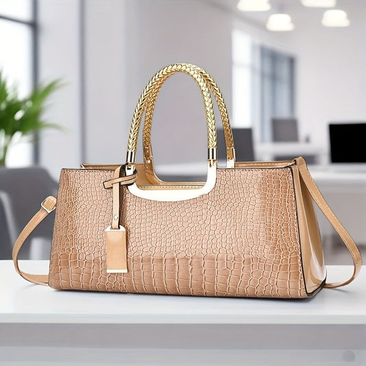 Elegant Evening Clutch with Gold Hardware and Detachable Strap