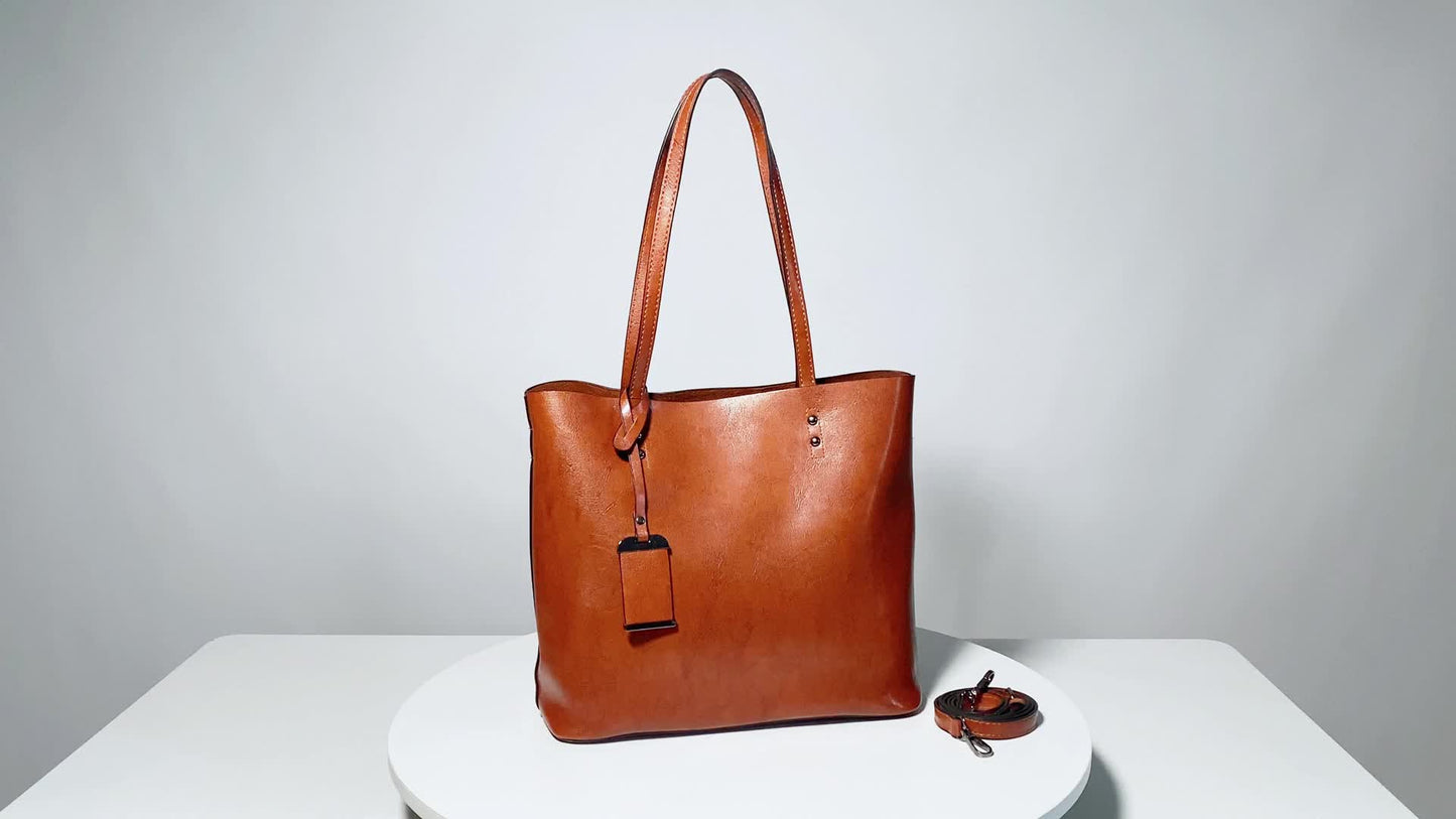 Retro PU Crossbody Handbag with Laptop Compartment for Work