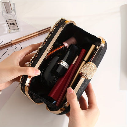 Hollow Rhinestone Flower Evening Bag: Luxury Wedding Party Clutch