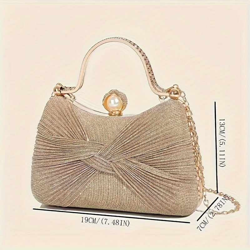 Elegant golden clutch purse with detachable strap for events