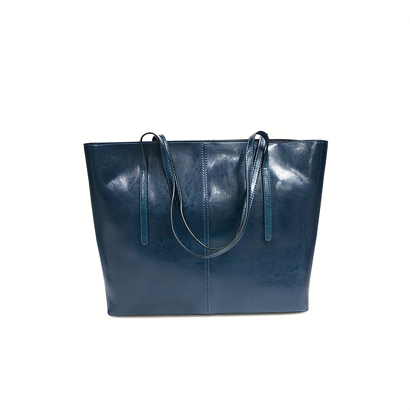 Elegant vintage red leather tote with large capacity design