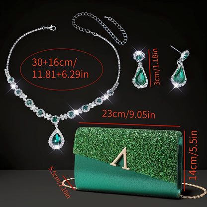 Elegant Sequin Evening Bag Set: Clutch and Crossbody Purse