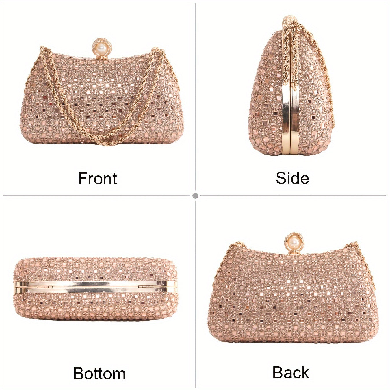 Elegant evening crossbody bag with sparkling rhinestones for parties
