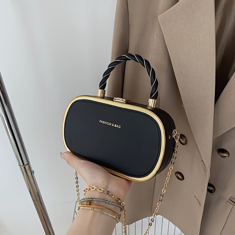 Trendy Oval Shape Mini Crossbody Bag with Braided Handle