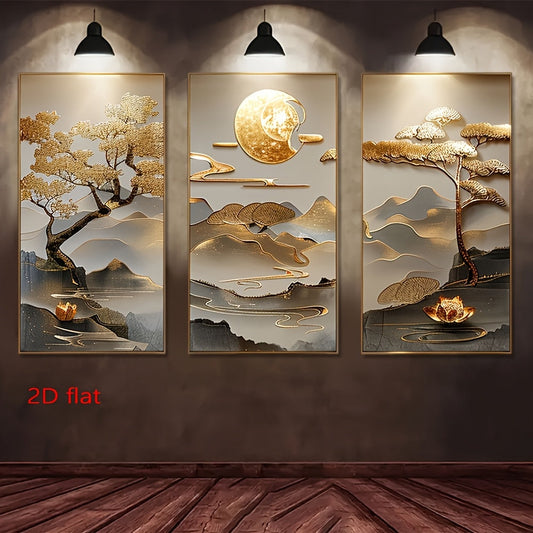 Vibrant Tree of Life and Lotus Modern Art Canvas Prints