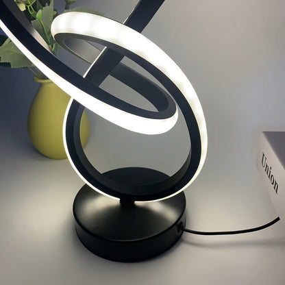 Stylish Black Creative Spiral USB Desk Lamp with 3 Colors