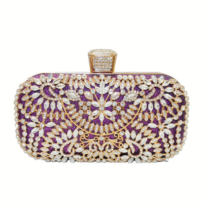 Hollow Rhinestone Flower Evening Bag: Luxury Wedding Party Clutch