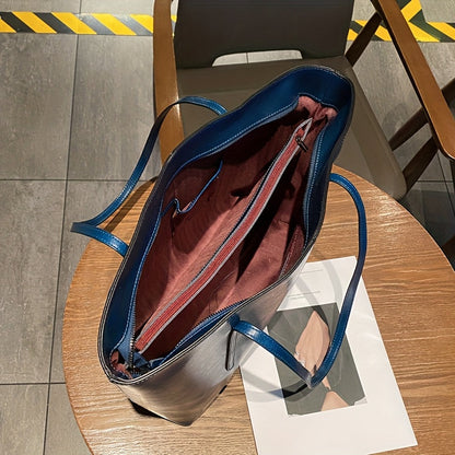 Elegant vintage red leather tote with large capacity design