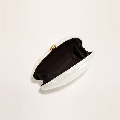 Luxury Wedding Egg Shape Clutch Bag in Pearl White