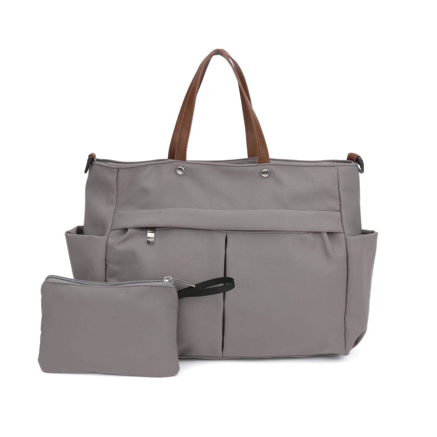 Chic Women's Nylon Tote Bag with Zip Closure and Pockets