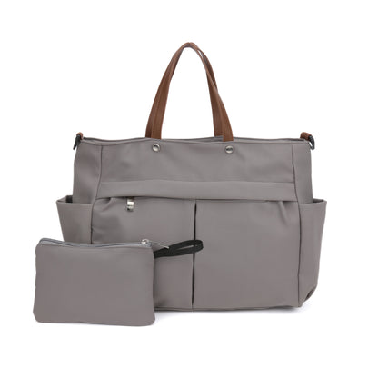 Chic Women's Nylon Tote Bag with Zip Closure and Pockets