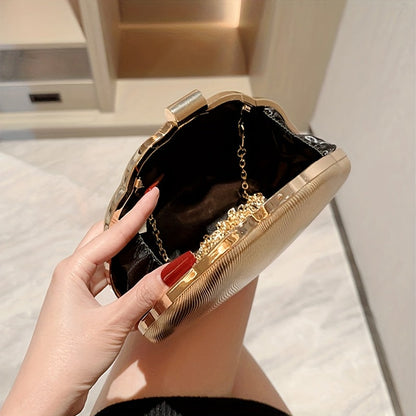 Elegant Golden Clutch Evening Bag with Pearlized Finish