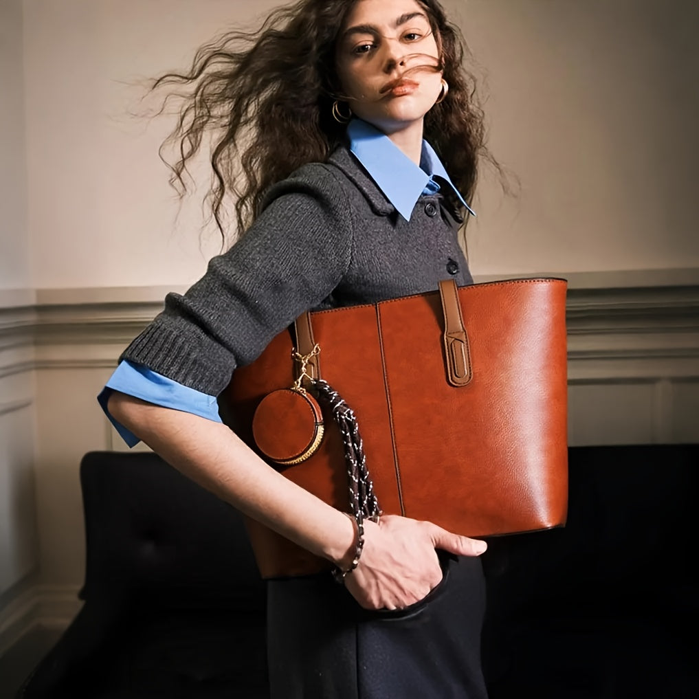 Stylish Large Capacity Tote Bag for Women with Coin Purse