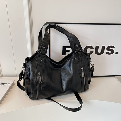 Large Casual Shoulder Tote: Multi-Layer Soft Commuter Bag for Women