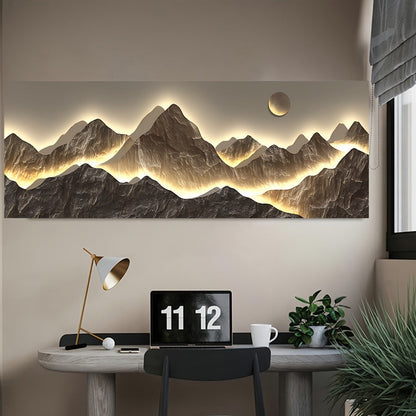 Minimalist Mountain Sunset Art: Modern Abstract Canvas Print