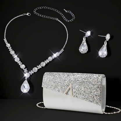 Elegant Sequin Evening Bag Set: Clutch and Crossbody Purse