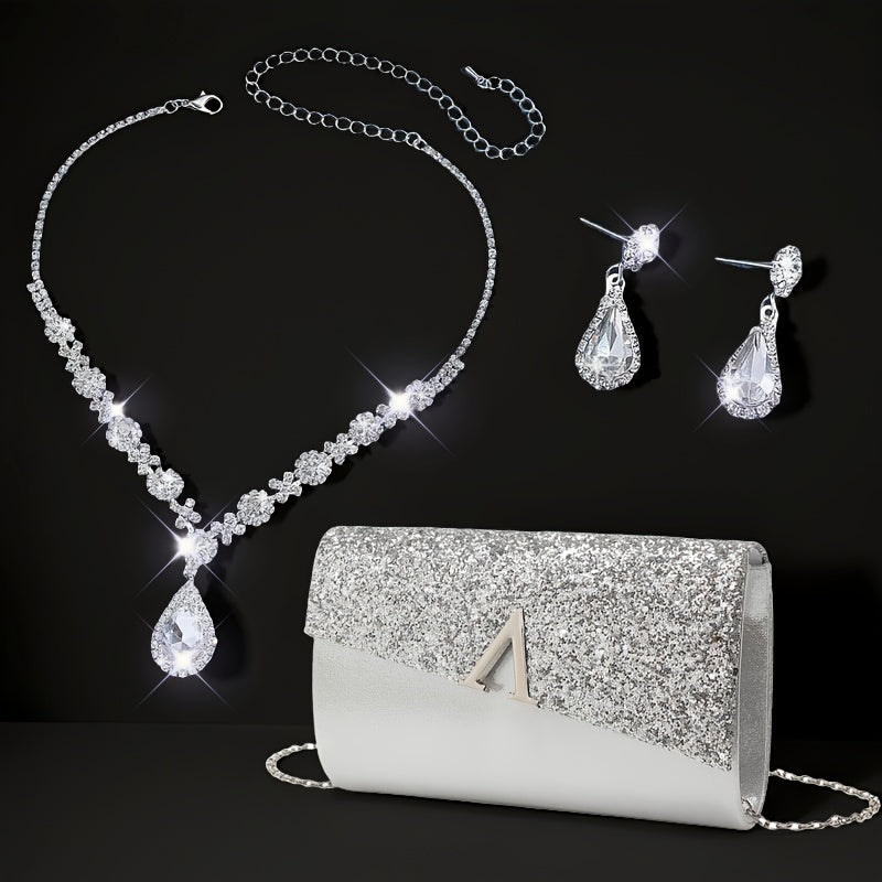 Elegant Sequin Evening Bag Set: Clutch and Crossbody Purse