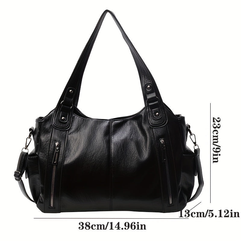 Large Casual Shoulder Tote: Multi-Layer Soft Commuter Bag for Women