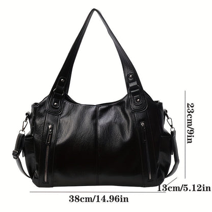 Large Casual Shoulder Tote: Multi-Layer Soft Commuter Bag for Women