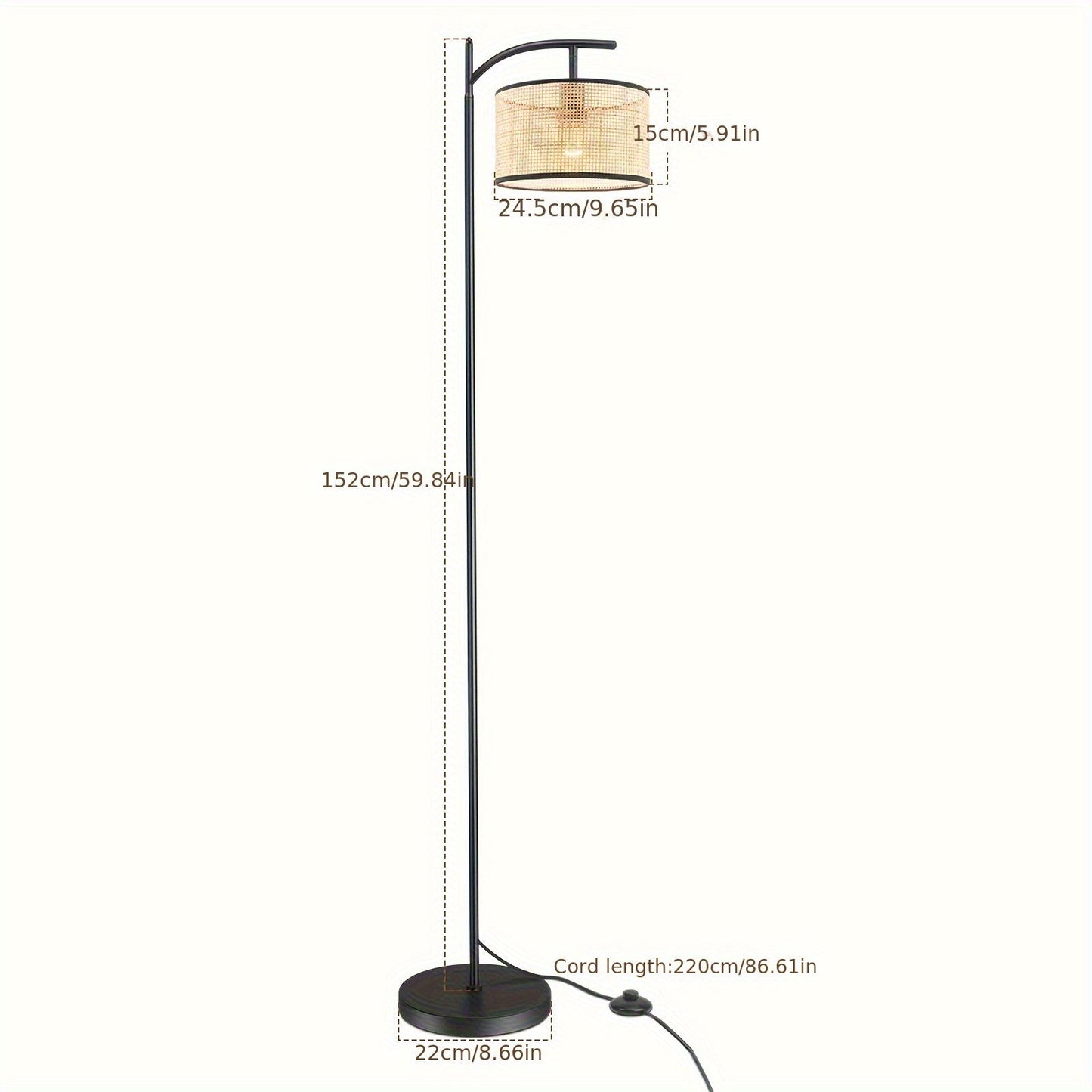Boho Rattan Floor Lamp with Footswitch for Rustic Spaces