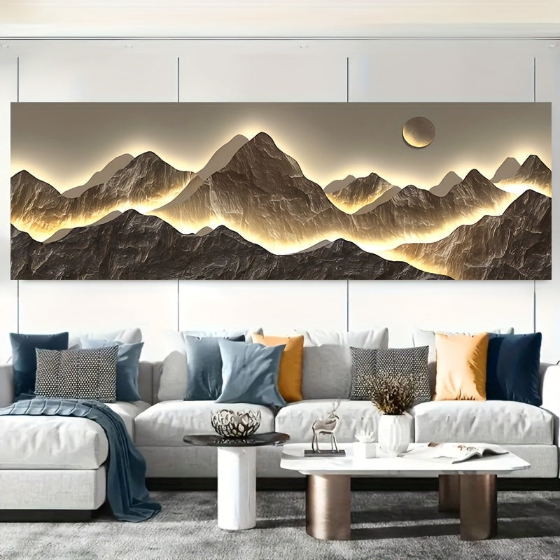 Minimalist Mountain Sunset Art: Modern Abstract Canvas Print