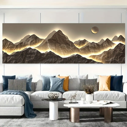 Minimalist Mountain Sunset Art: Modern Abstract Canvas Print