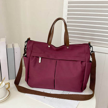 Chic Women's Nylon Tote Bag with Zip Closure and Pockets