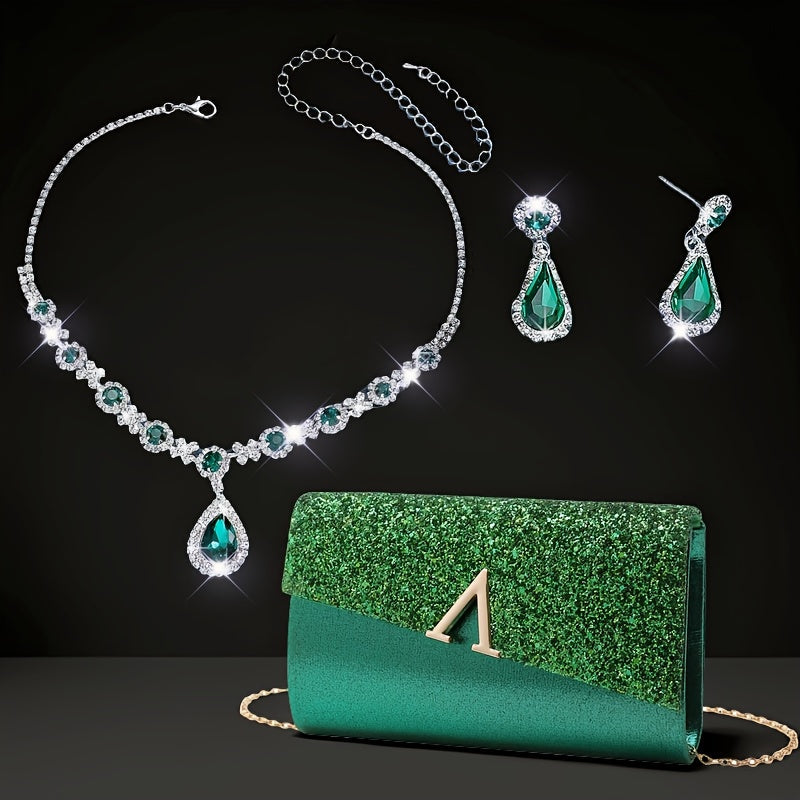 Elegant Sequin Evening Bag Set: Clutch and Crossbody Purse