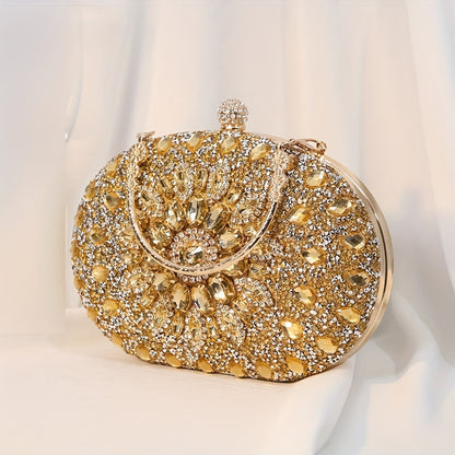 Sunflower Rhinestone Evening Clutch: Perfect Women's Party Purse