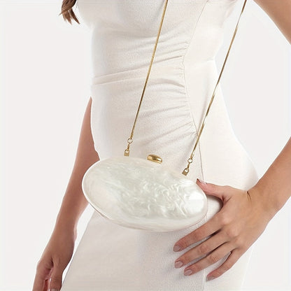 Luxury Wedding Egg Shape Clutch Bag in Pearl White