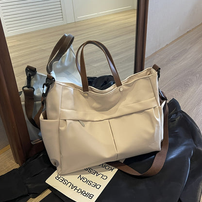 Chic Women's Nylon Tote Bag with Zip Closure and Pockets