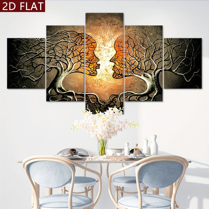 Tree of Life Canvas Art: 5 Panel Modern Wall Decor