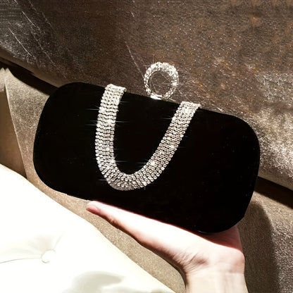 Glossy Red Sparkling Clutch Handbag with Detachable Chain Strap