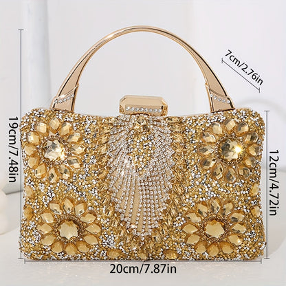 Sunflower Rhinestone Evening Clutch: Perfect Women's Party Purse