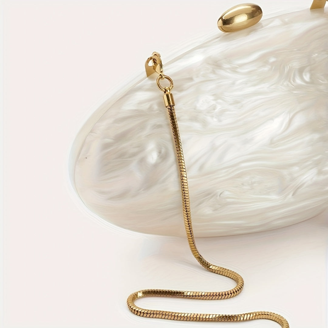 Luxury Wedding Egg Shape Clutch Bag in Pearl White