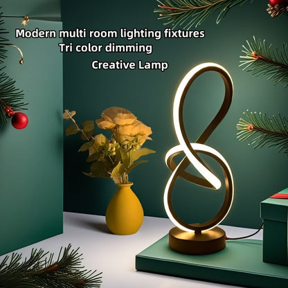 Stylish Black Creative Spiral USB Desk Lamp with 3 Colors