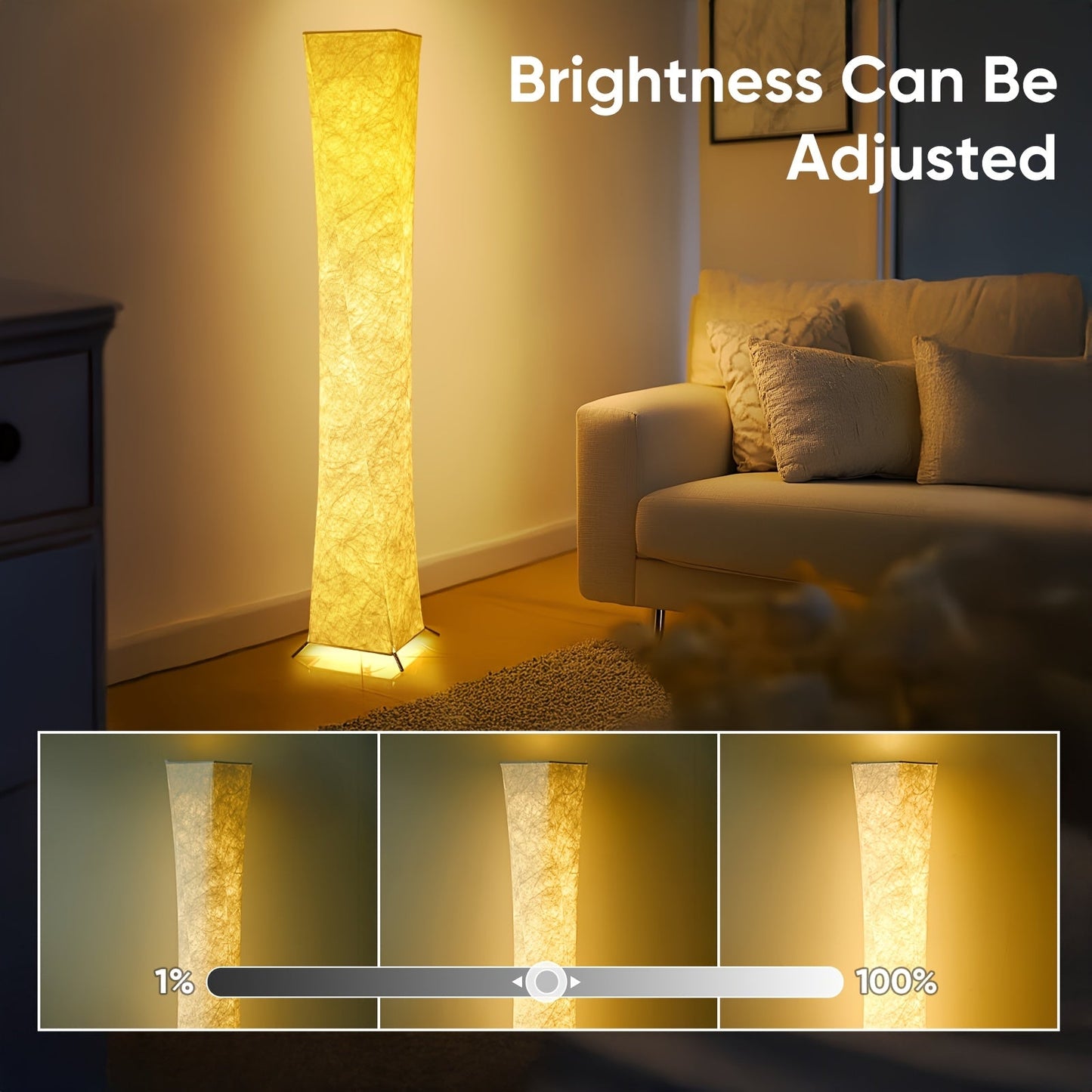 Stylish Dimmable LED Floor Lamp with USB and Warm Light