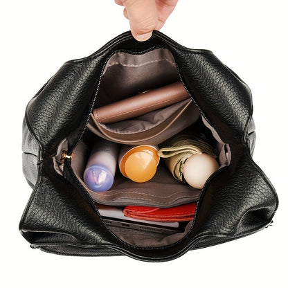 Elegant PU tote bag: Stylish large capacity shoulder purse