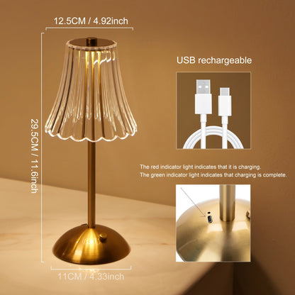 Stylish Metal Table Lamp with Touch Control and Rechargeable Design