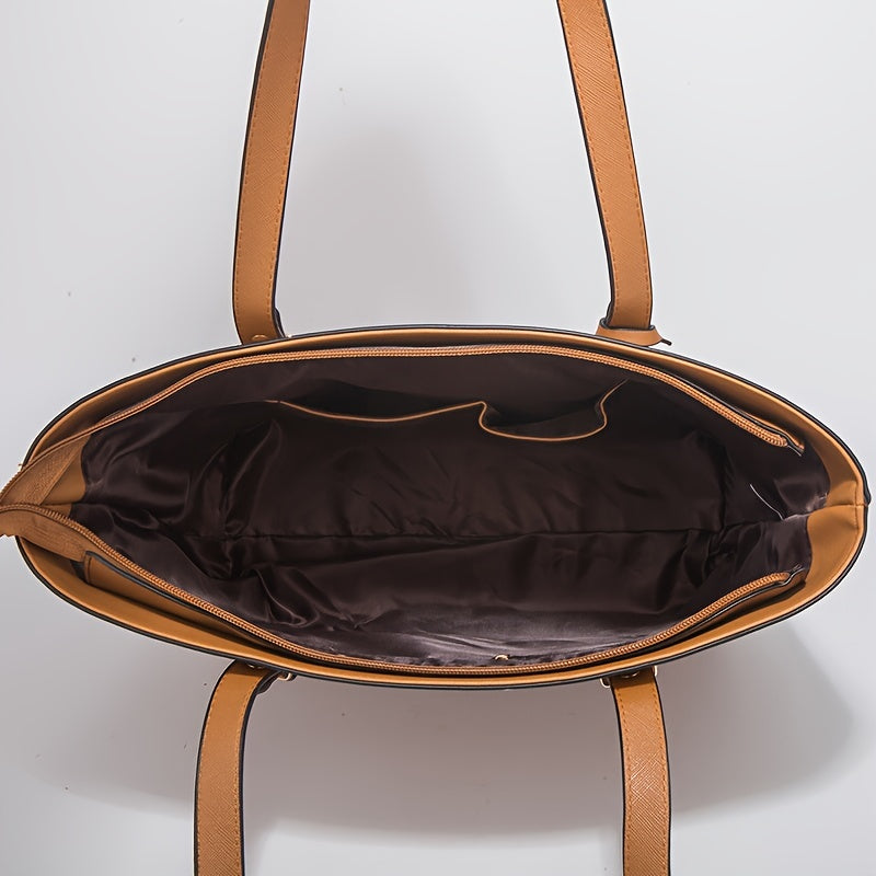 Chic 4-Piece Solid Color Tote Bag Set with Clutch