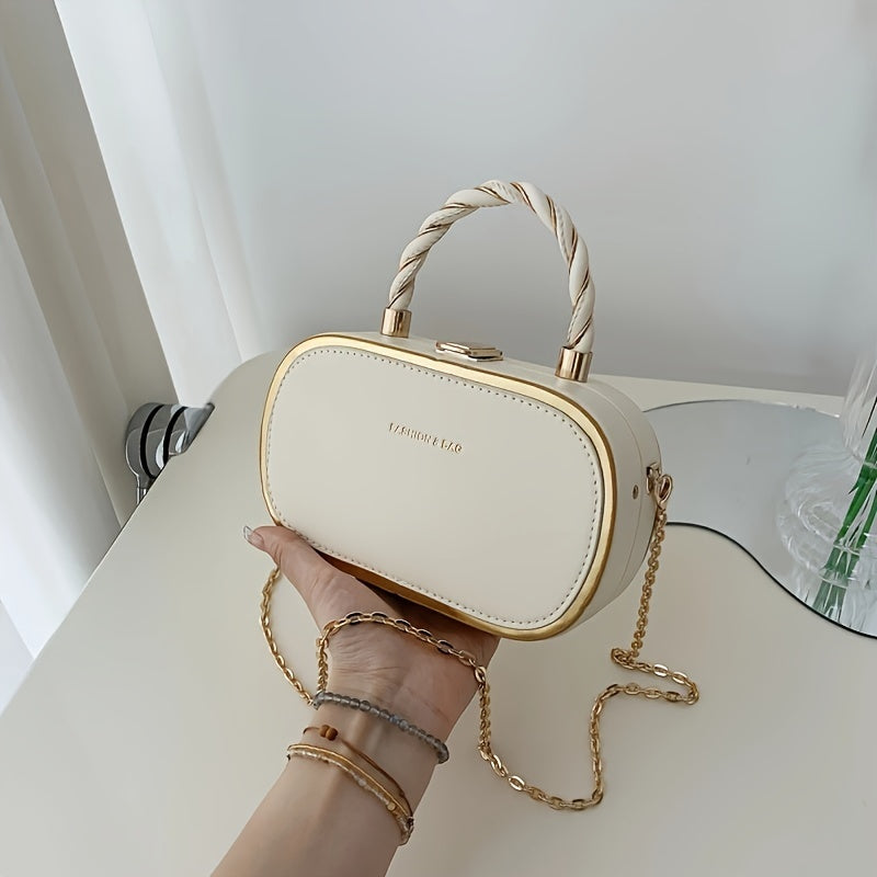 Trendy Oval Shape Mini Crossbody Bag with Braided Handle