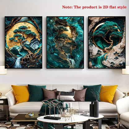 Elegant Jade Green Marble Canvas Art Set for Modern Decor