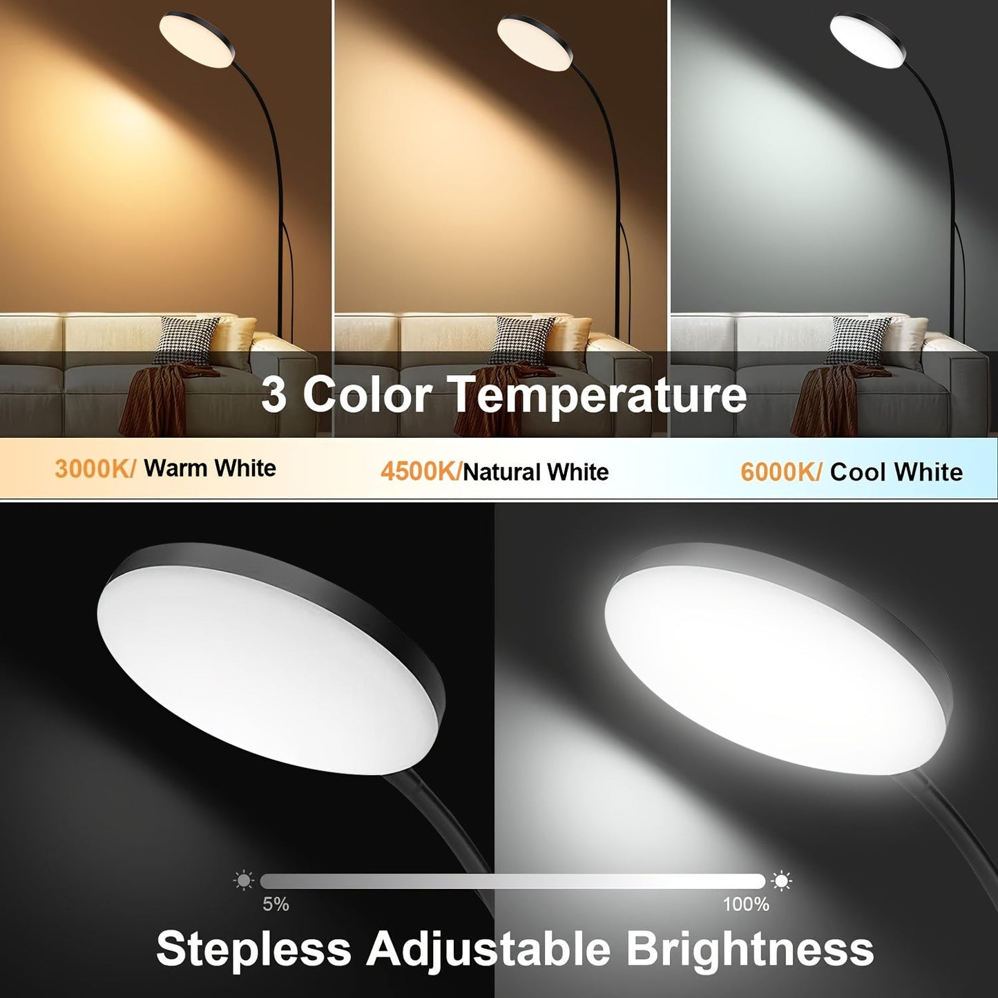 Versatile USB Powered Modern LED Floor Lamp with Adjustable Colors