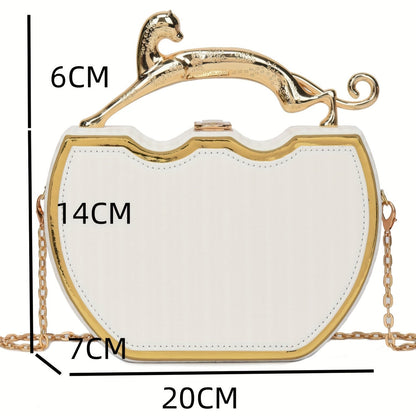 Chic White Clip-On Bag with Gold Chain Strap for Daily Use