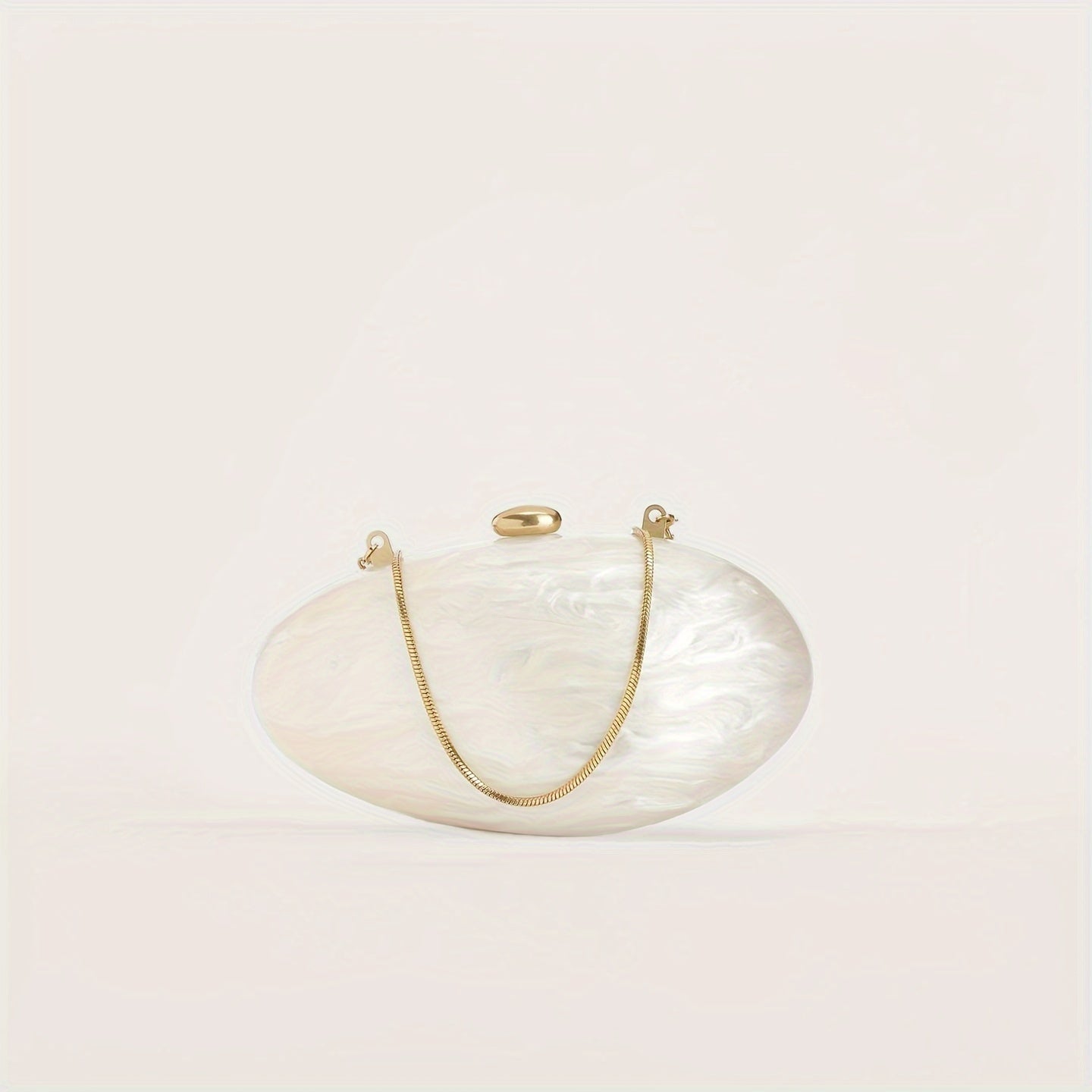 Luxury Wedding Egg Shape Clutch Bag in Pearl White