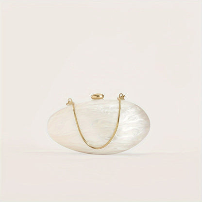 Luxury Wedding Egg Shape Clutch Bag in Pearl White