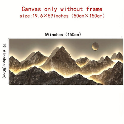 Minimalist Mountain Sunset Art: Modern Abstract Canvas Print