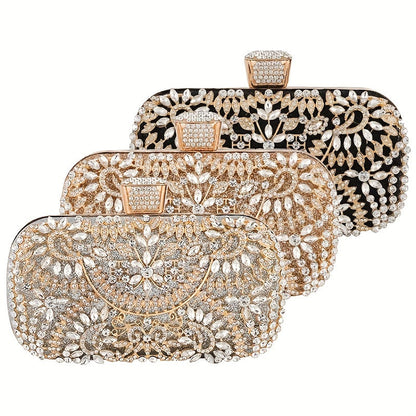 Hollow Rhinestone Flower Evening Bag: Luxury Wedding Party Clutch