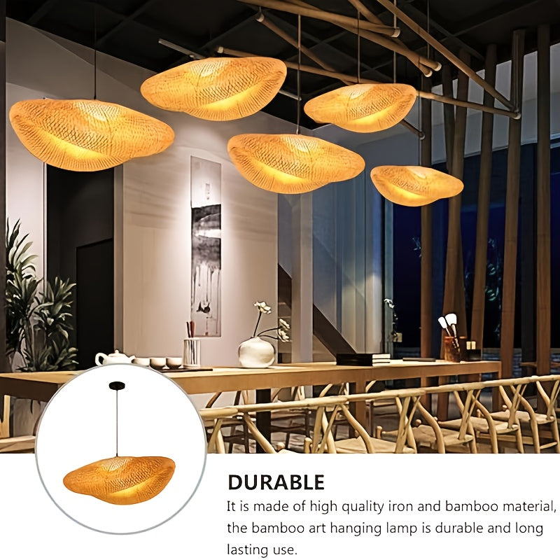 Hand-Woven Bamboo Pendant Light for Modern Farmhouse Style