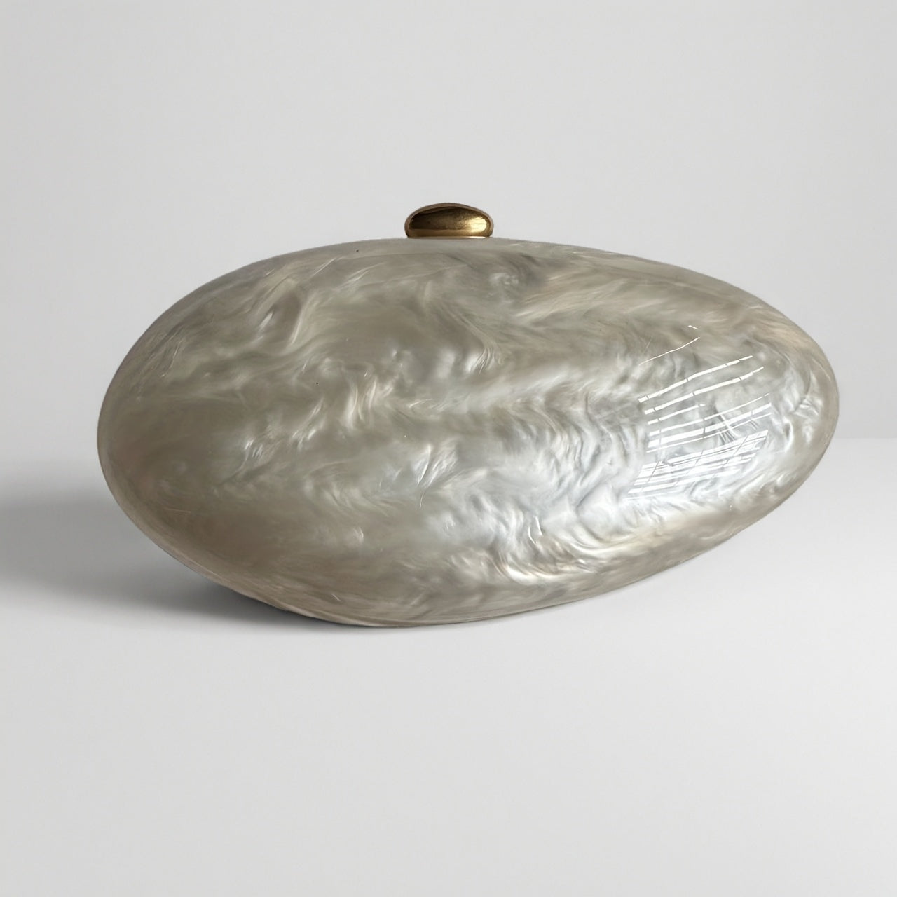 Luxury Wedding Egg Shape Clutch Bag in Pearl White